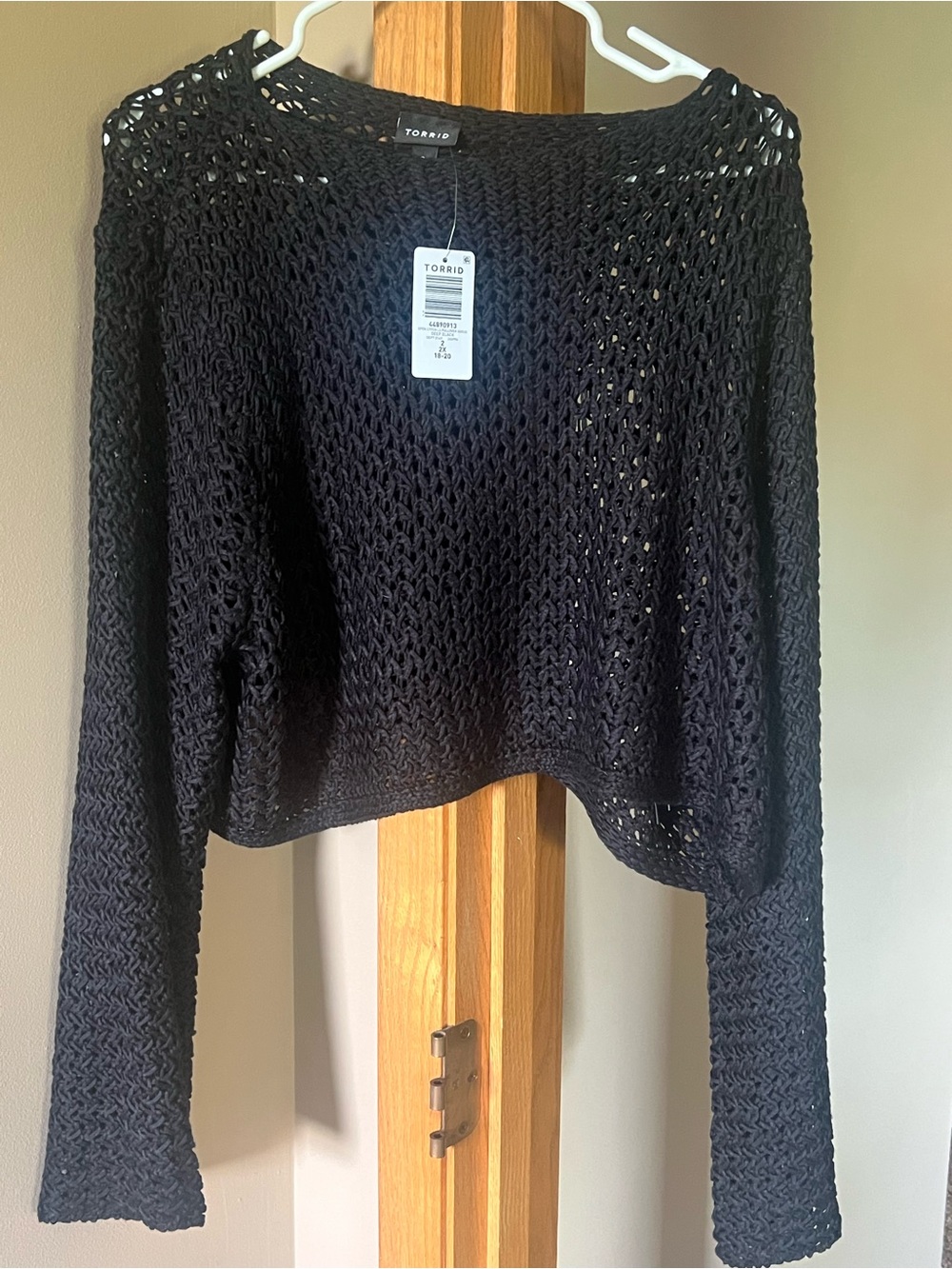 torrid black Open-Knit Cropped Sweater - Picture 2 of 5